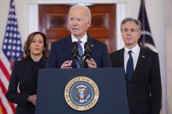 President Joe Biden speaks at the White House on the announcement of a ceasefire deal in Gaza after more than 15 months of war, Jan. 15, 2025, in Washington.